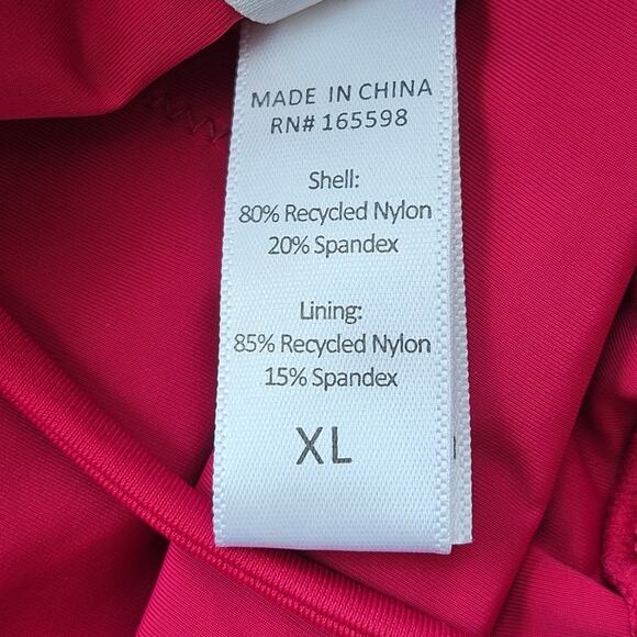 Andie NEW Pink Criss Cross Back High Neck Solid The Saidia One Piece Magenta XL - Picture 8 of 9